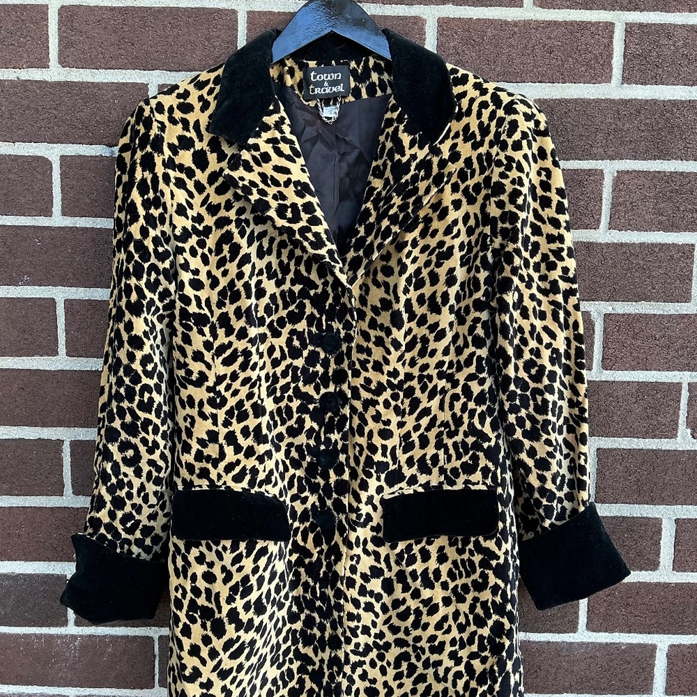 Vintage Velvet, Leopard, Print Blazer Jacket